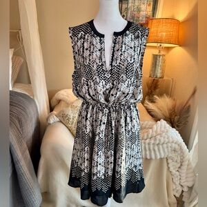 Reiss Black and White Geometric Mini Dress